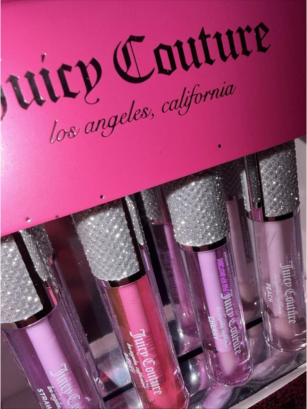 Juicy Couture 4-Piece Lip Gloss Set - Strawberry Berry Cherry Peach 0.56 oz